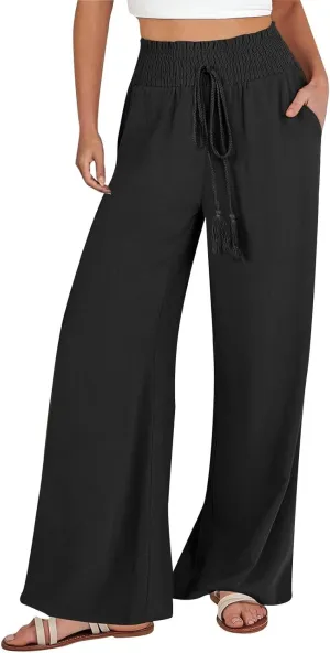Wide Leg Pants for Women Winter Slim Work Sweatpants with Pockets Barrel Pants Fleece Lined