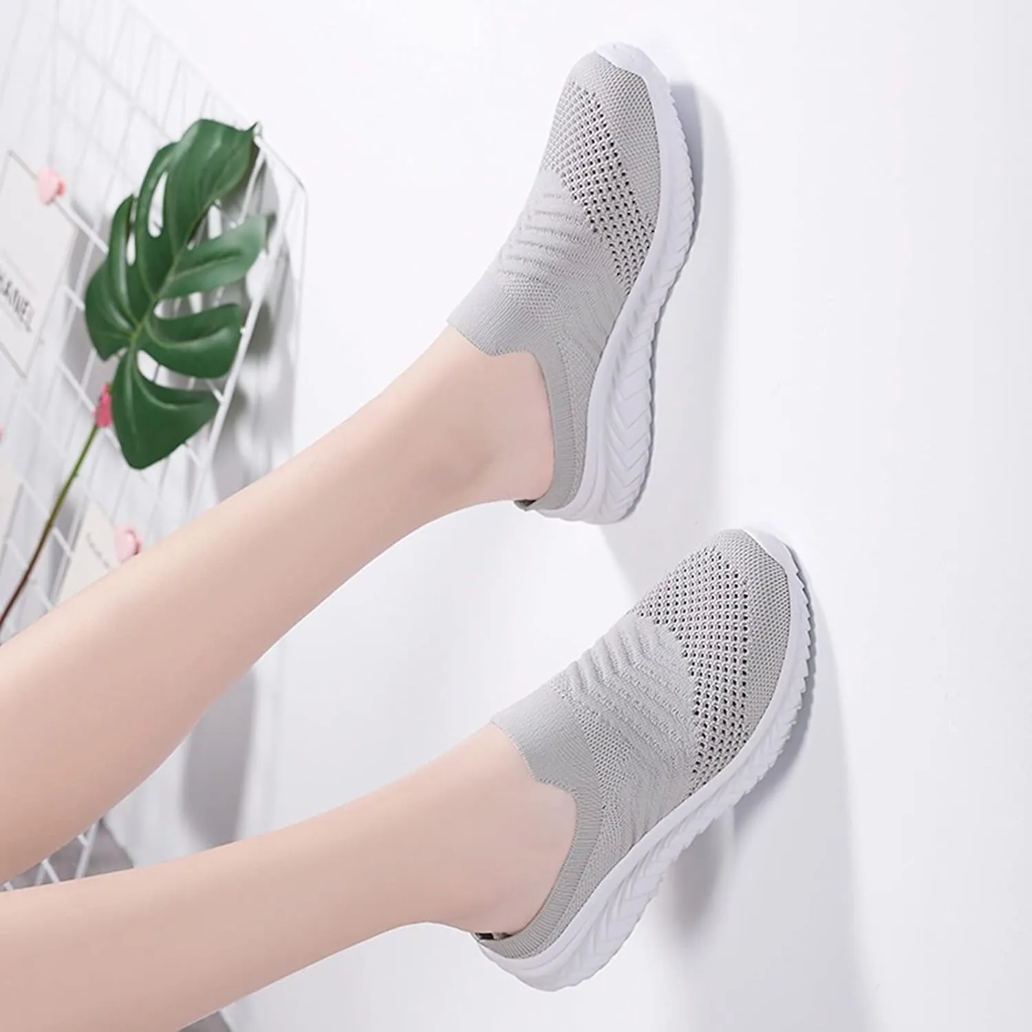 Woman Tennis Shoes Platform Slip On Sport Shoes Lightweight Breathable Mesh Sneakers Comfort Casual Walking Shoes
