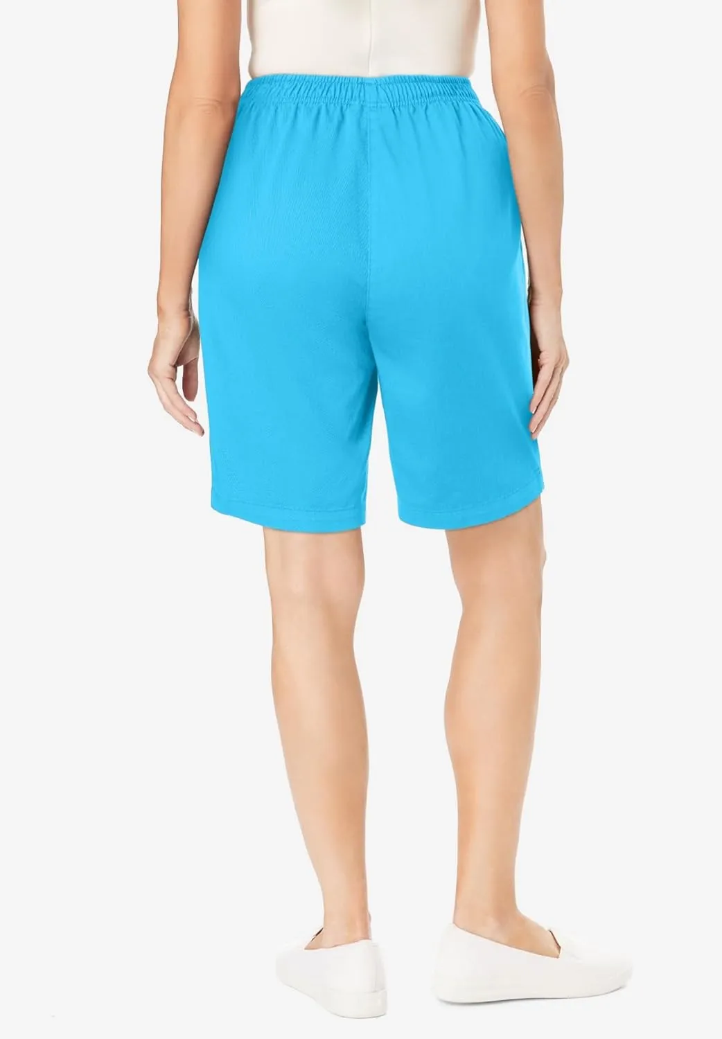 Woman Within Plus Size 7-Day Elastic-Waist Cotton Denim Short