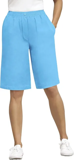 Woman Within Plus Size 7-Day Elastic-Waist Cotton Denim Short