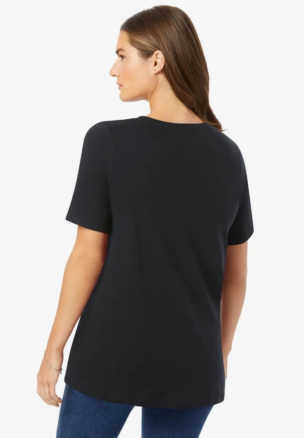 Woman Within Women's Plus Size Perfect Short-Sleeve Crewneck Tee