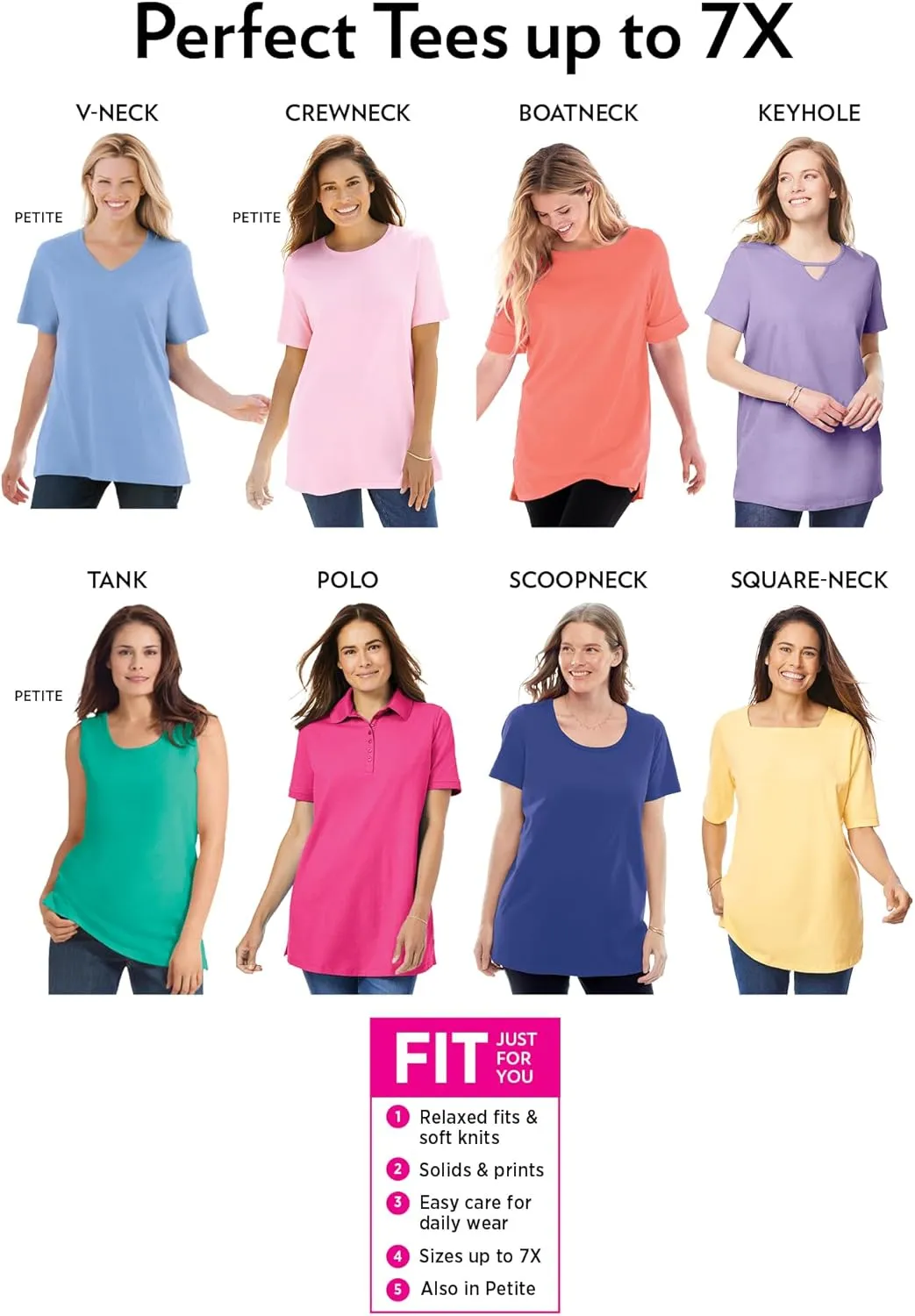 Woman Within Women's Plus Size Perfect Short-Sleeve Crewneck Tee