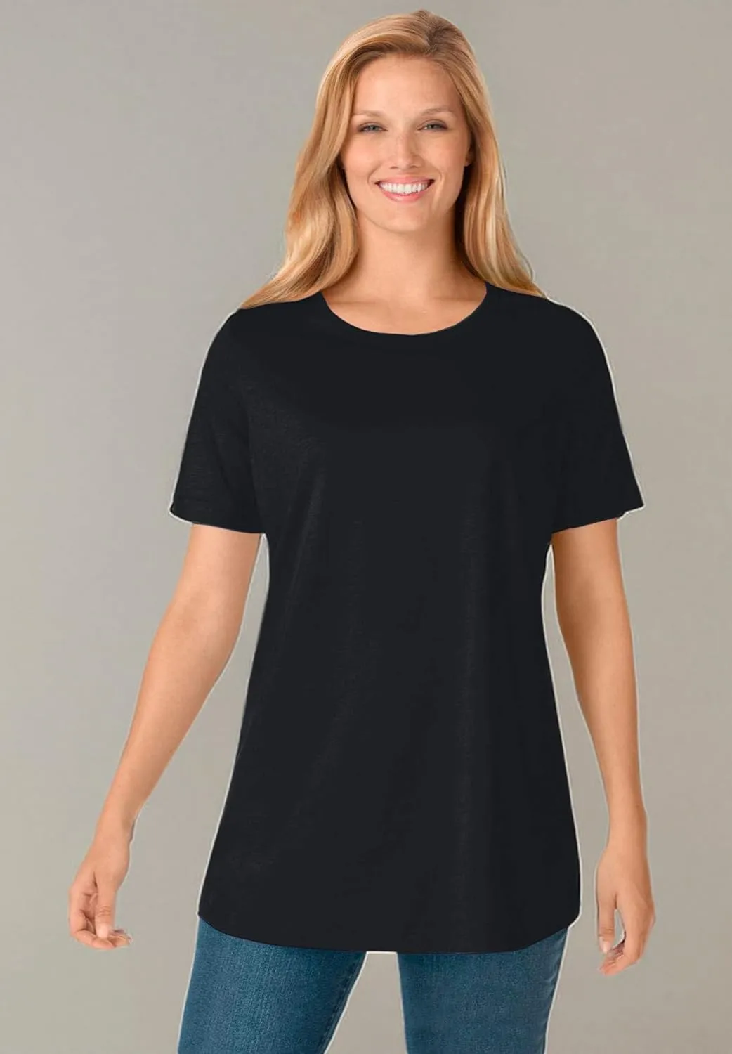 Woman Within Women's Plus Size Perfect Short-Sleeve Crewneck Tee