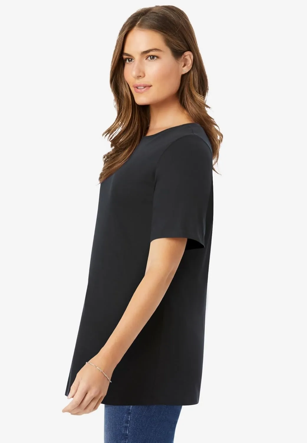 Woman Within Women's Plus Size Perfect Short-Sleeve Crewneck Tee