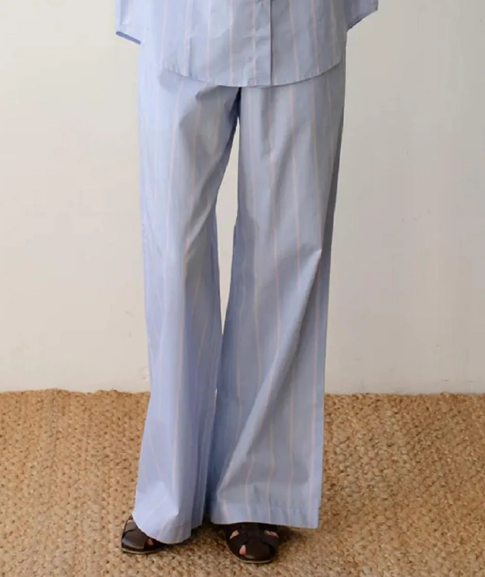 Women Drawstring Striped Pants High Waist Wide Leg Lounge Pants Casual Relaxed Fit Pajama Bottoms Y2k Streetwear