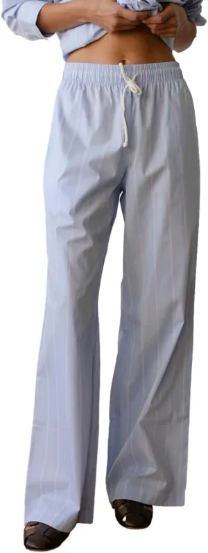 Women Drawstring Striped Pants High Waist Wide Leg Lounge Pants Casual Relaxed Fit Pajama Bottoms Y2k Streetwear
