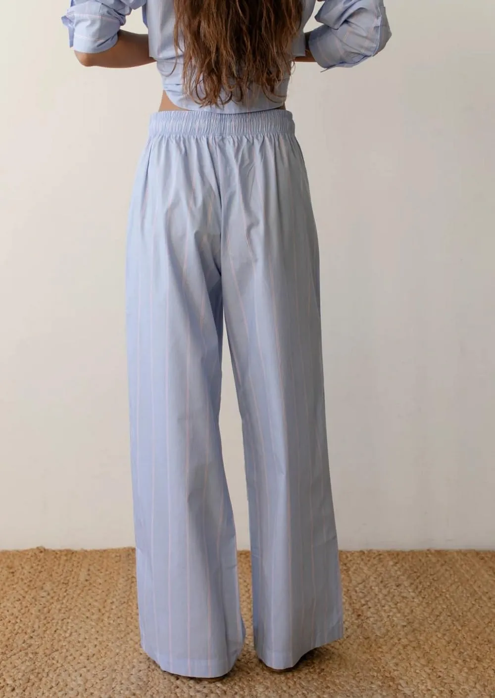 Women Drawstring Striped Pants High Waist Wide Leg Lounge Pants Casual Relaxed Fit Pajama Bottoms Y2k Streetwear