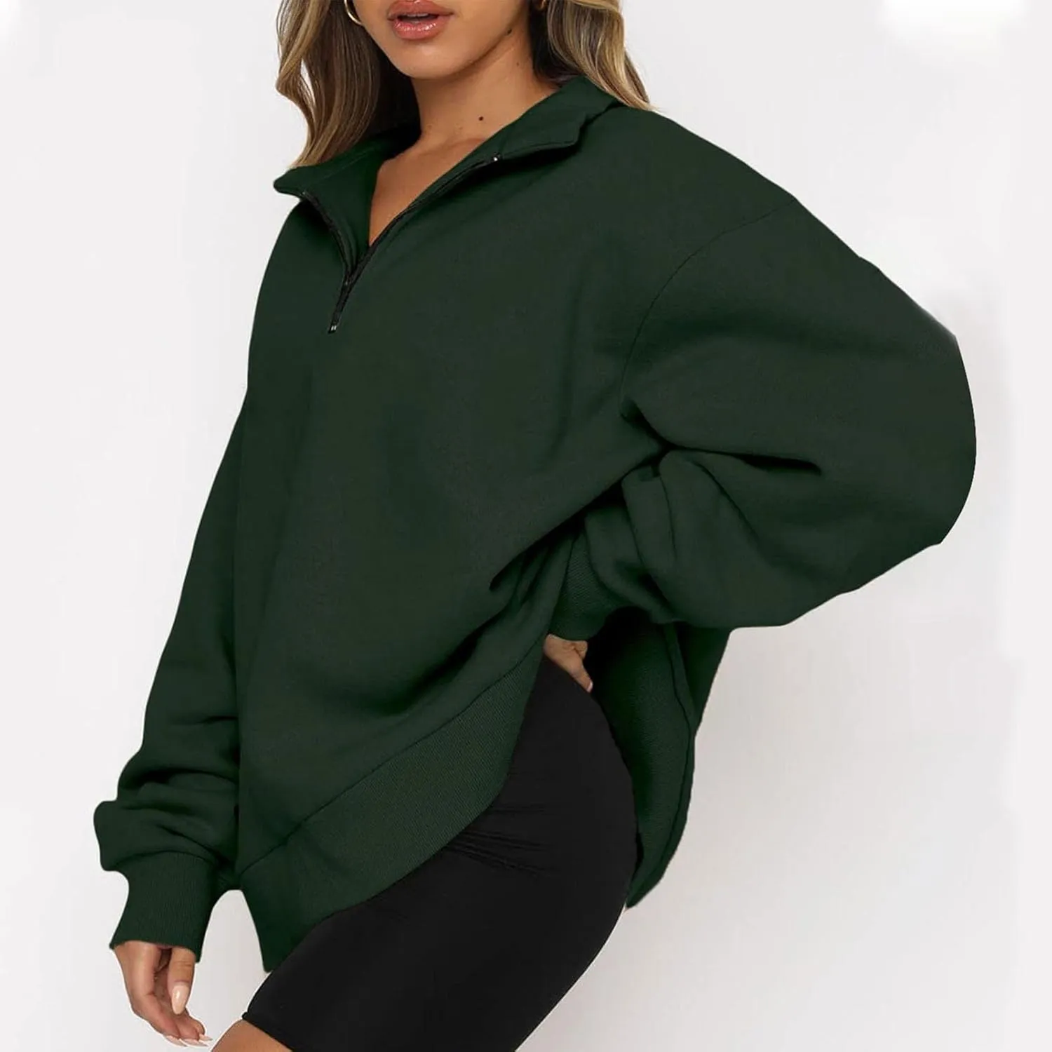 Women Half Zip Oversized Sweatshirt Quater Lapel Pullover Shirts Long Sleeve Fashion Tops Teen Girls Outfits Clothes 2023