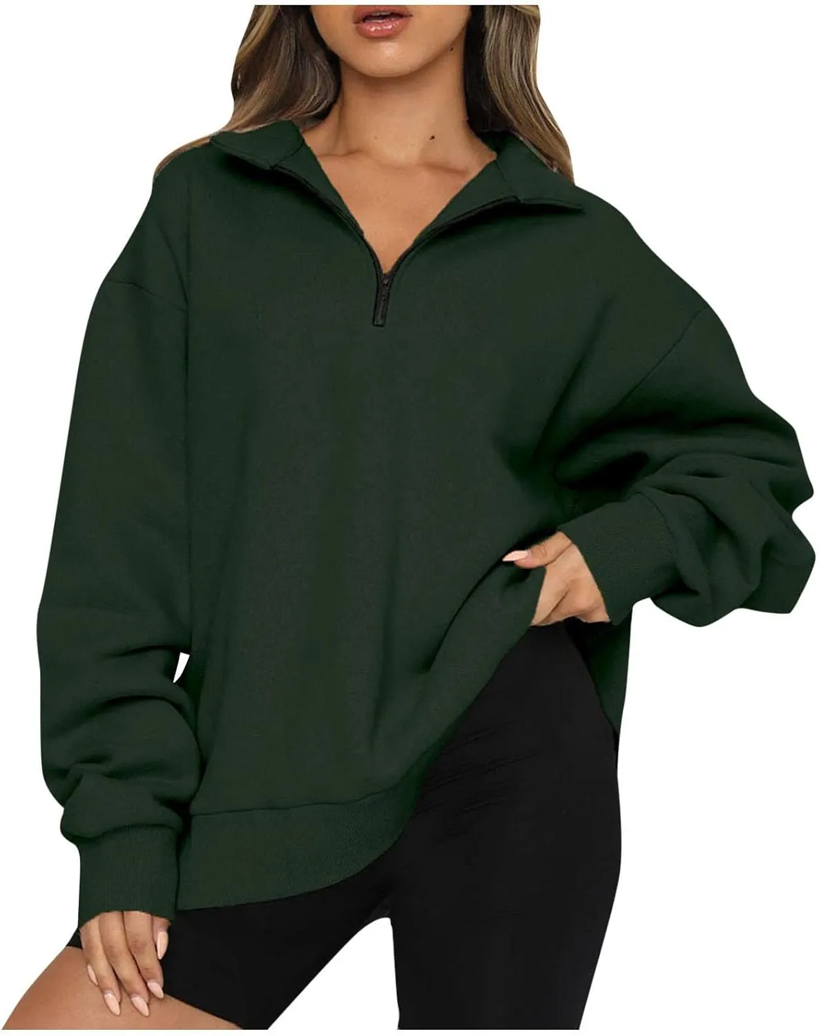 Women Half Zip Oversized Sweatshirt Quater Lapel Pullover Shirts Long Sleeve Fashion Tops Teen Girls Outfits Clothes 2023