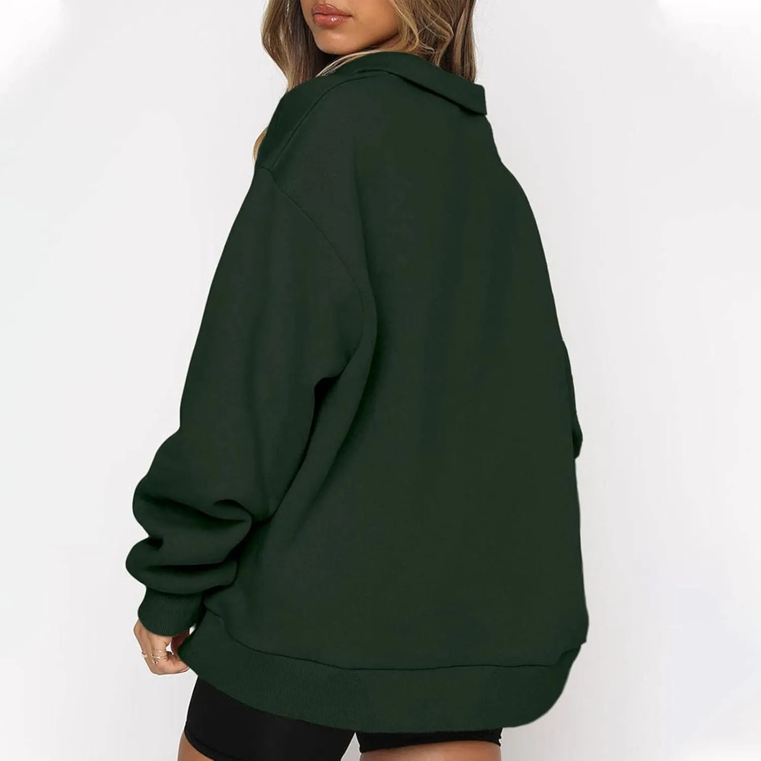 Women Half Zip Oversized Sweatshirt Quater Lapel Pullover Shirts Long Sleeve Fashion Tops Teen Girls Outfits Clothes 2023