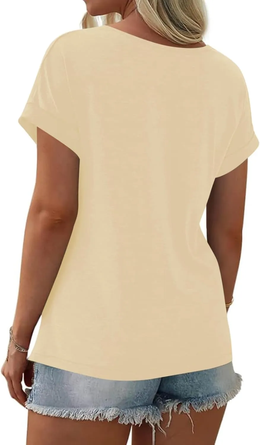 Womens Color Block Short Sleeve Tops Casual Summer T-Shirt