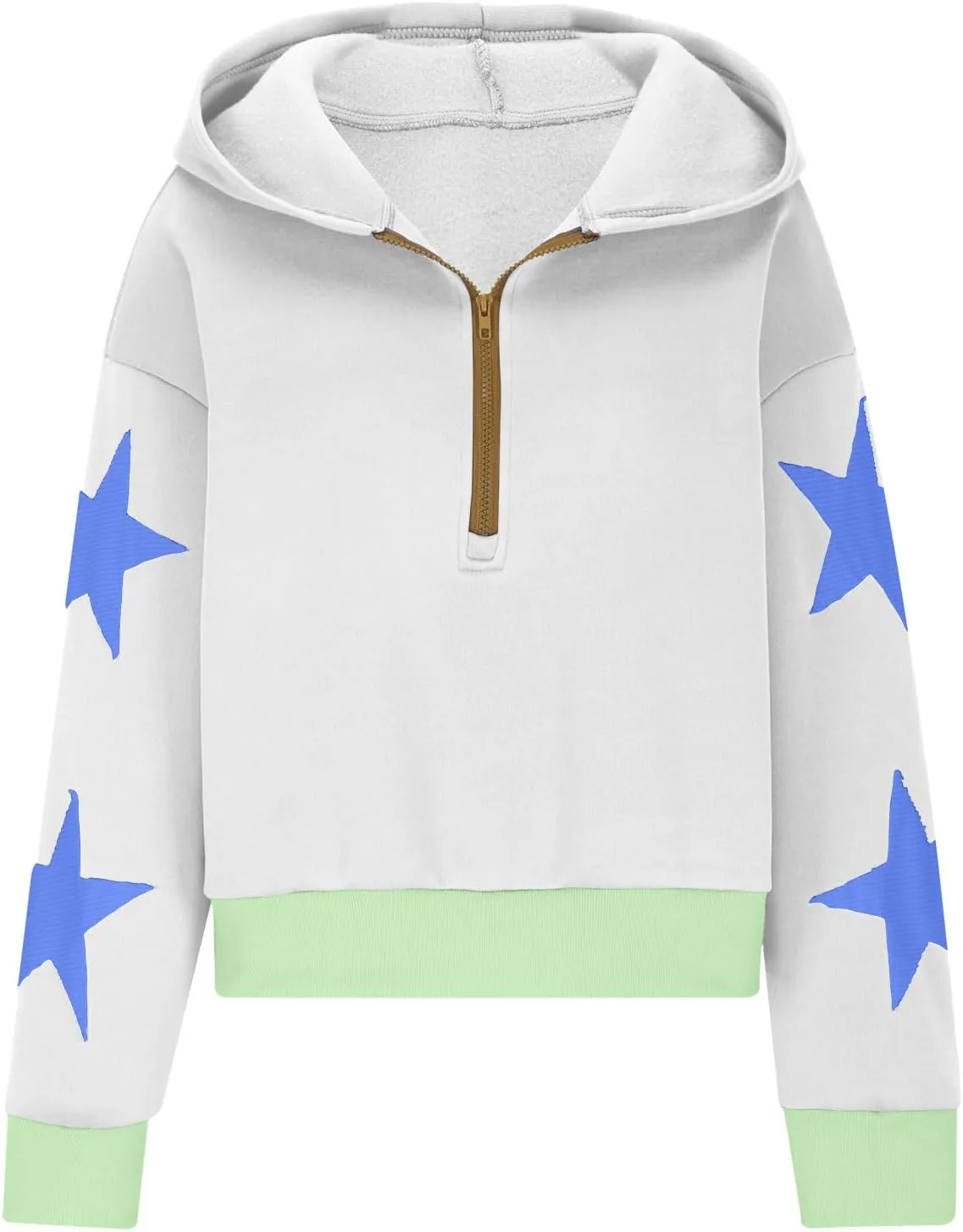 Womens Cropped Oversized Hoodies Long Sleeve Half Zip Pullover Sweatshirts 2024 Fashion Outfits Cute Y2K Clothes