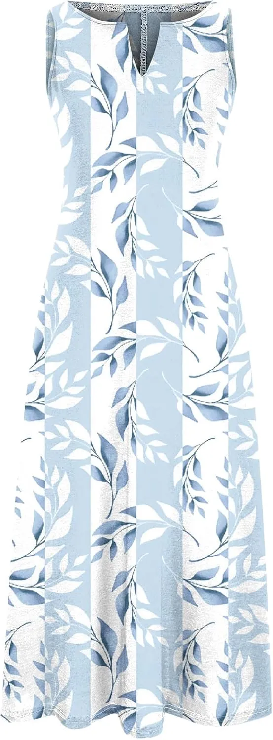 Womens Floral Maxi Dresses 2 Piece Set Sleeveless A Line Summer Beach Wedding Guest Dress with Cardigan 2025 Trendy