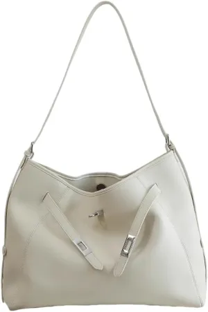 Women's Leather Large Capacity Hobo Shoulder Underarm Crossbody Bag Handbag Buckle Pillow Bucket Bag Totes Versatile