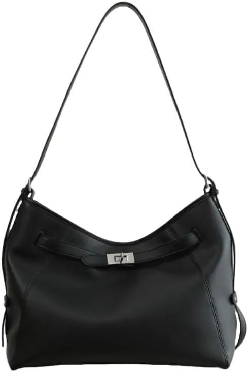 Women's Leather Large Capacity Hobo Shoulder Underarm Crossbody Bag Handbag Buckle Pillow Bucket Bag Totes Versatile