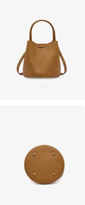 Women's Leather Shoulder Crossbody Bag Top Handle Handbag Hobo Pillow Bucket Bag Cowhide Versatile Casual Chic Stylish