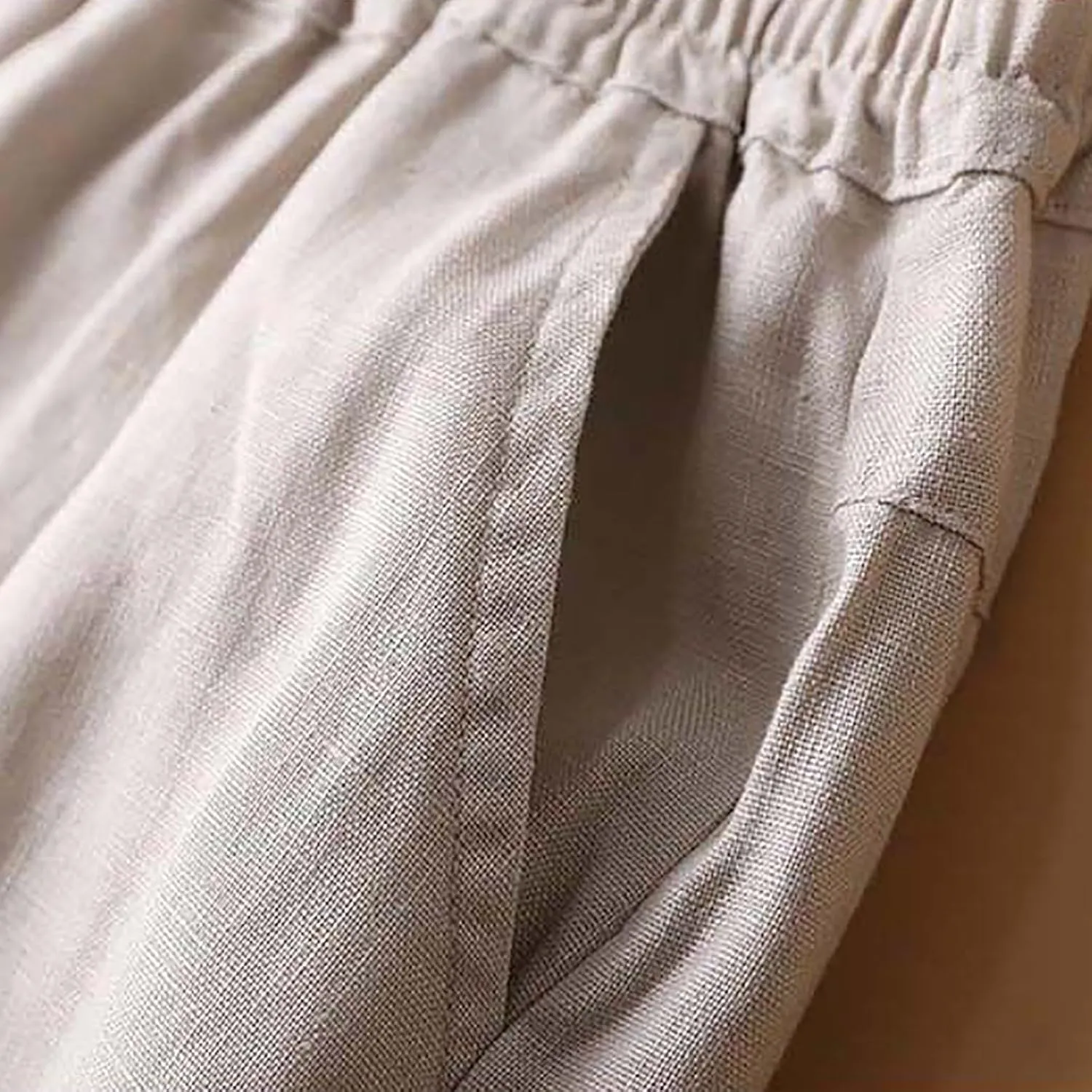 Womens Linen Pants High Waisted Capris Casual Loose Trousers with Pockets Comfy 2024 Summer Beach Boho Lounge Trousers