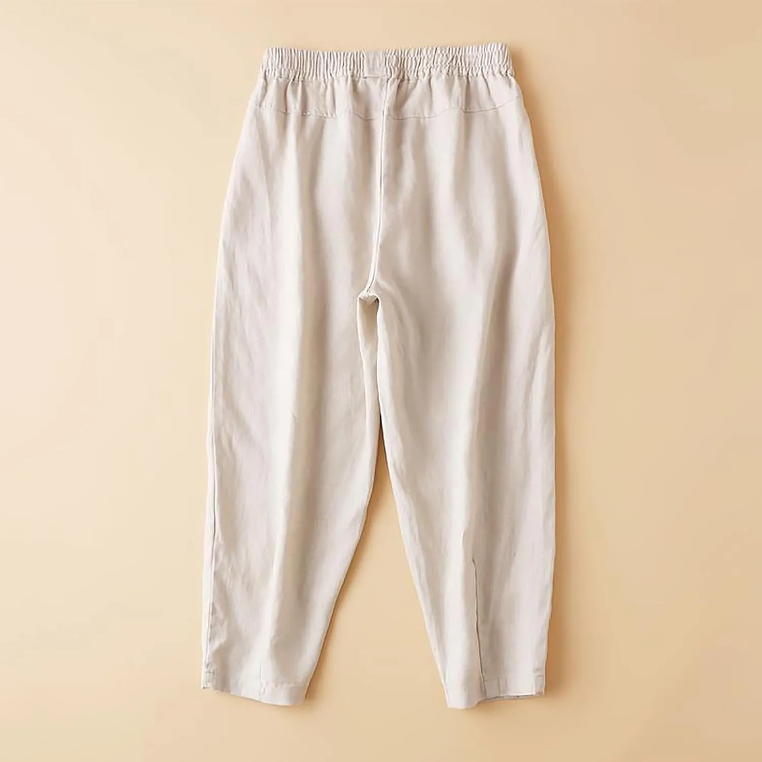 Womens Linen Pants High Waisted Capris Casual Loose Trousers with Pockets Comfy 2024 Summer Beach Boho Lounge Trousers