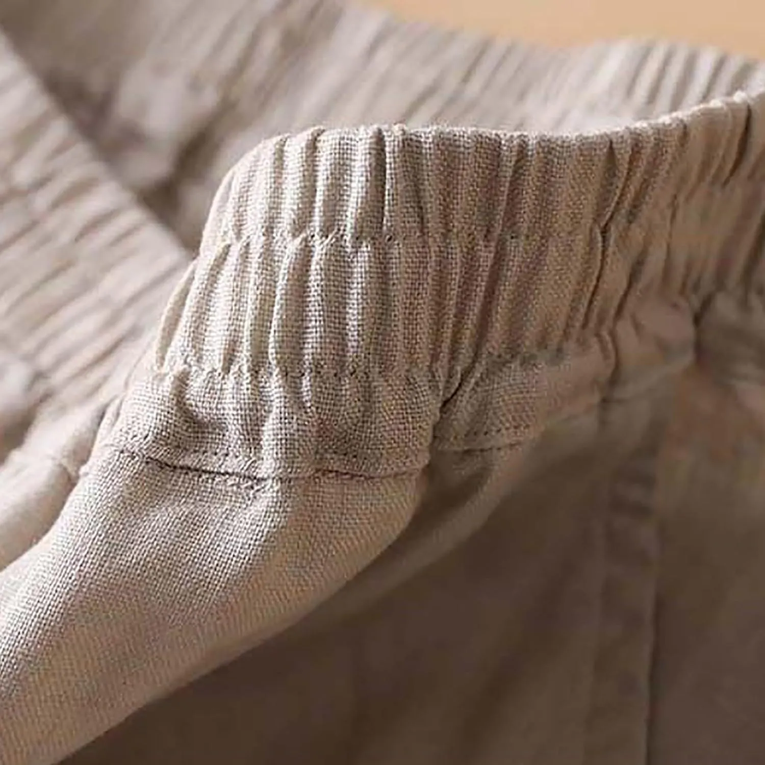 Womens Linen Pants High Waisted Capris Casual Loose Trousers with Pockets Comfy 2024 Summer Beach Boho Lounge Trousers