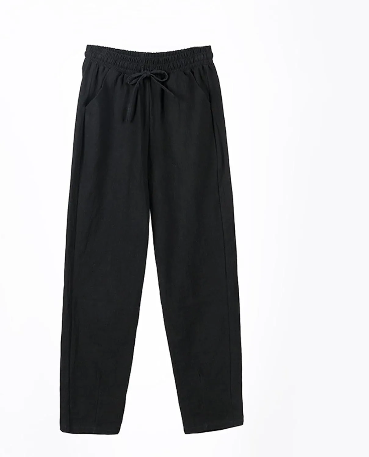 Womens Linen Pants with Pockets Summer 2025 Cropped Cotton Linen Pants Drawstring Petite Casual Beach Summer Pants