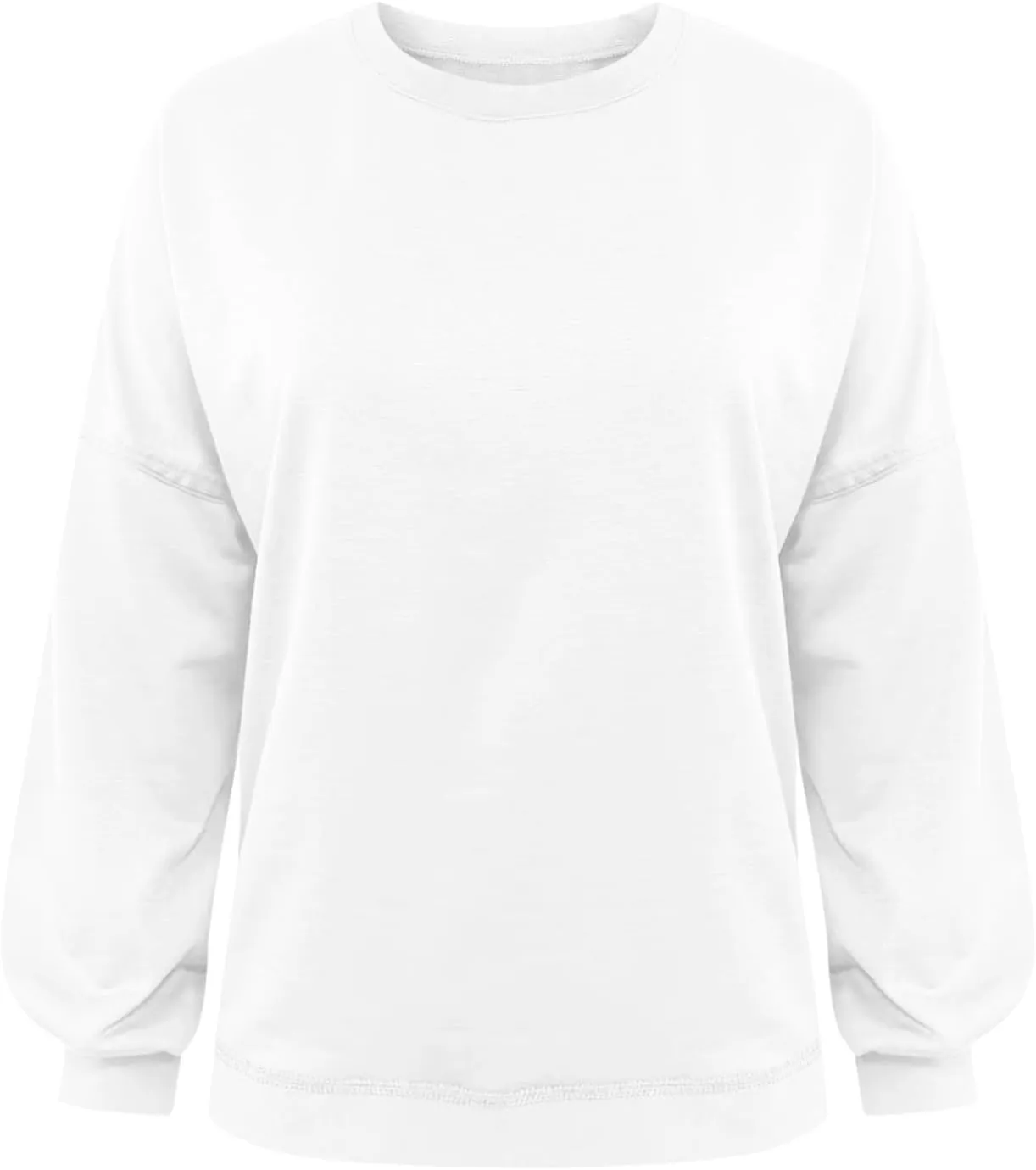 Womens Long Sleeve Crop Hoodie Crew Neck Drop Shoulder Sweatshirts Solid Loose Casual Pullover Trendy Going Out Tops