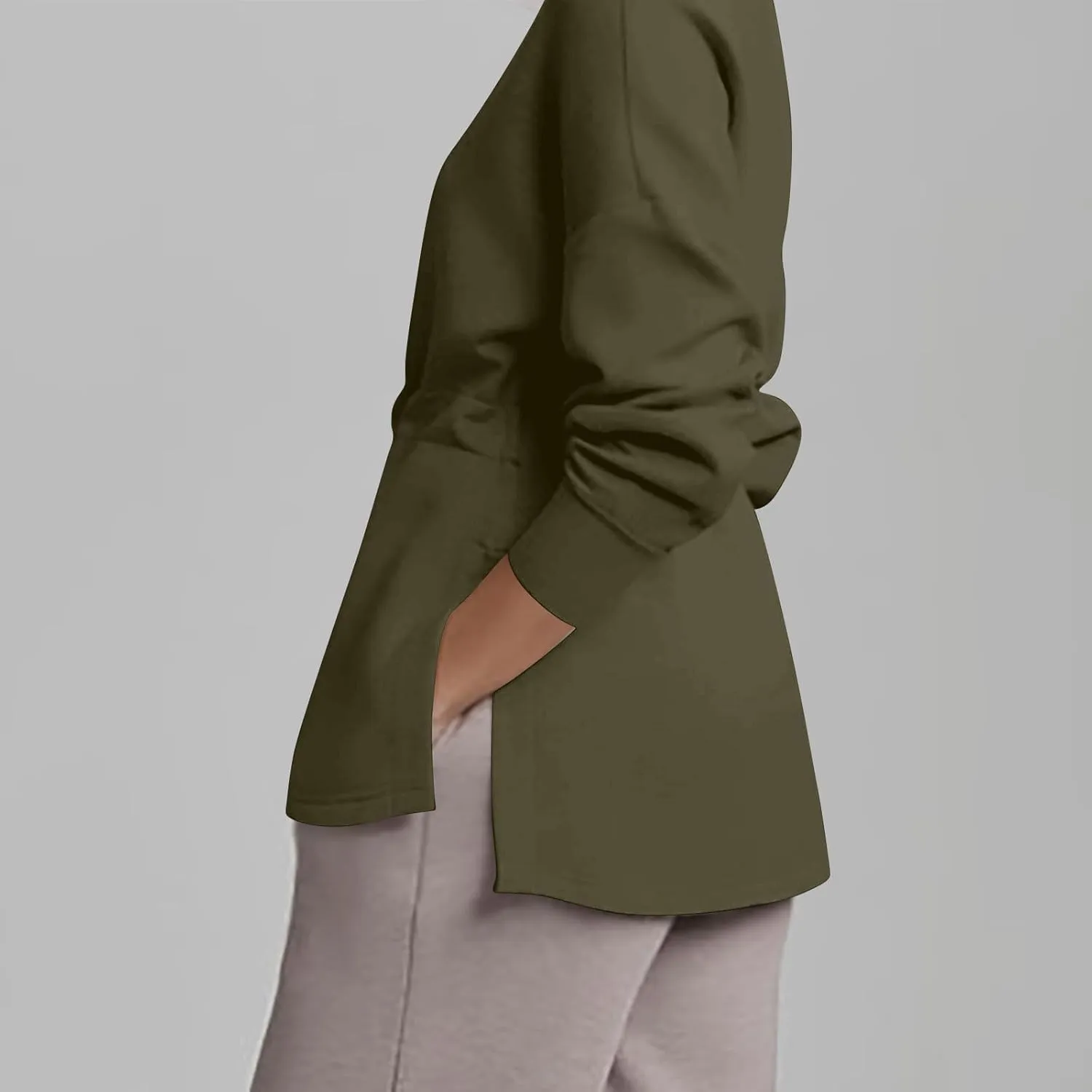Womens Long Sleeve Tops Half Zip Drawstring Waist Oversized Sweatshirts Fleece Pullover Fashion Outfits 2024