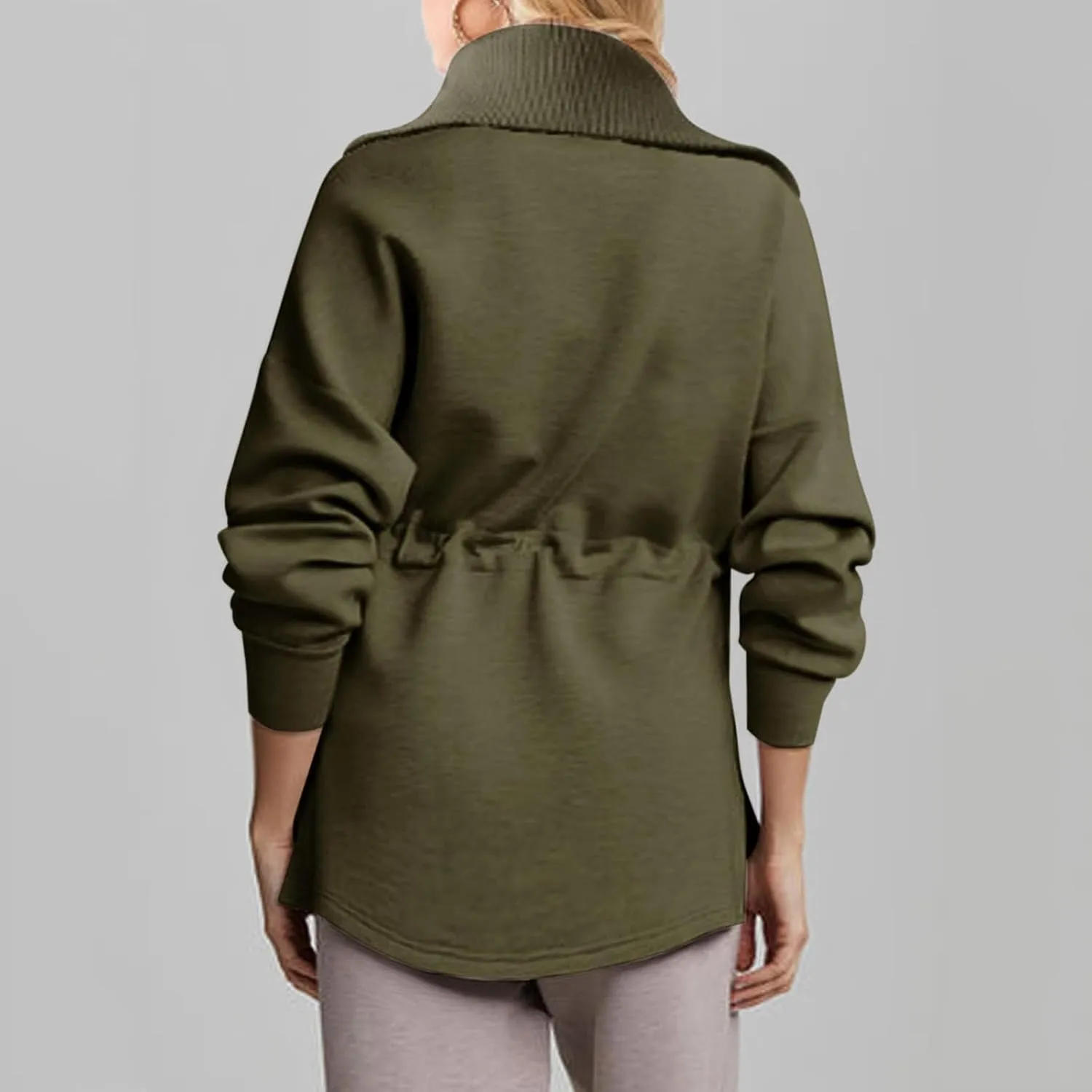 Womens Long Sleeve Tops Half Zip Drawstring Waist Oversized Sweatshirts Fleece Pullover Fashion Outfits 2024