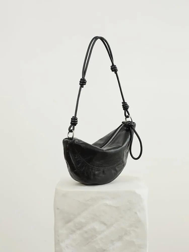 Women's Oil Wax Cowhide Knot Shoulder Crossbody Underarm Bag Handbag Hobo Vintage Clutch Versatile Chic Stylish Casual