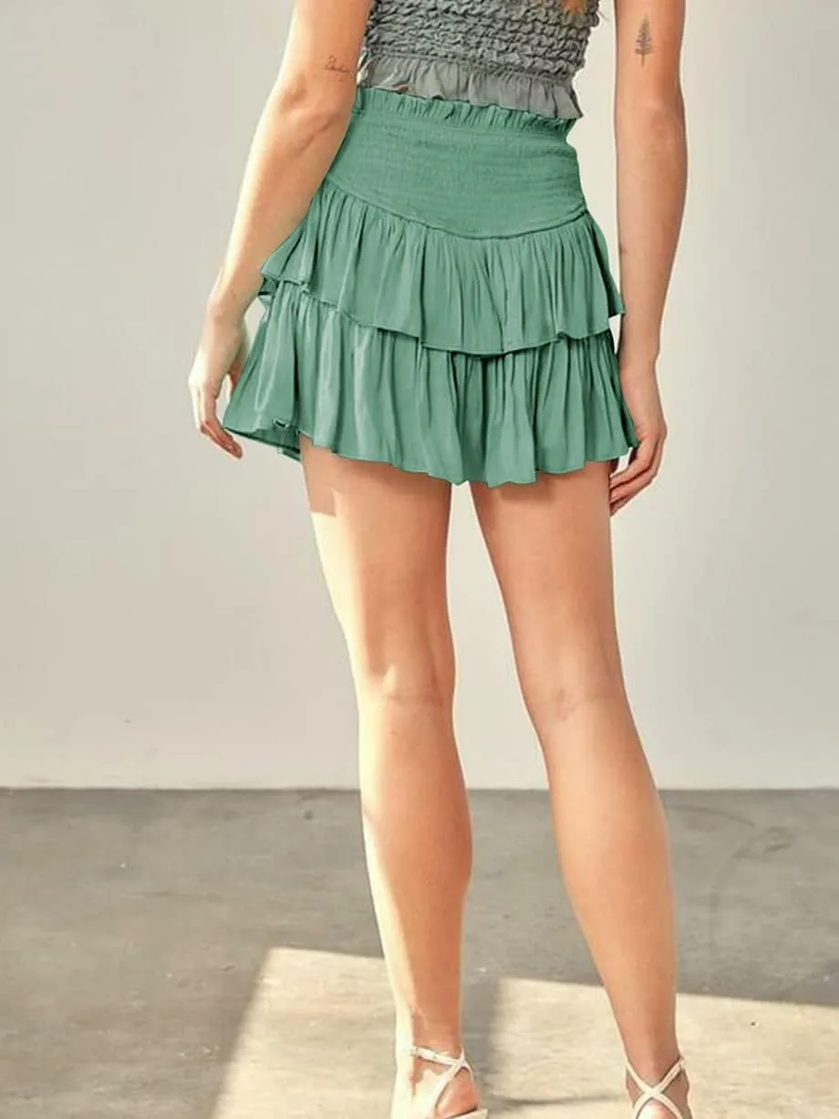 Womens Pleated Mini Skirt High Waisted Skorts Ruffle A Line Ruched Casual Skort Y2K Skater Skirts