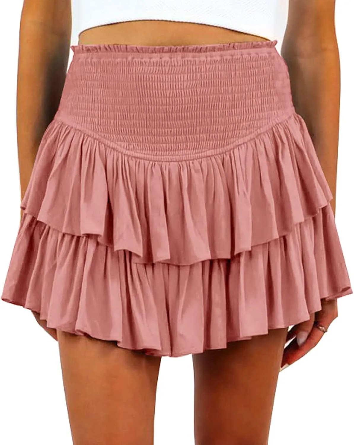 Womens Pleated Mini Skirt High Waisted Skorts Ruffle A Line Ruched Casual Skort Y2K Skater Skirts