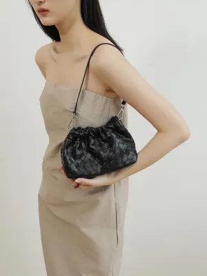 Women's Retro Genuine Leather Chain Ball Woven Shoulder Crossbody Underarm Bag Clutch Cloud Dumpling Handbag Versatile Hobo