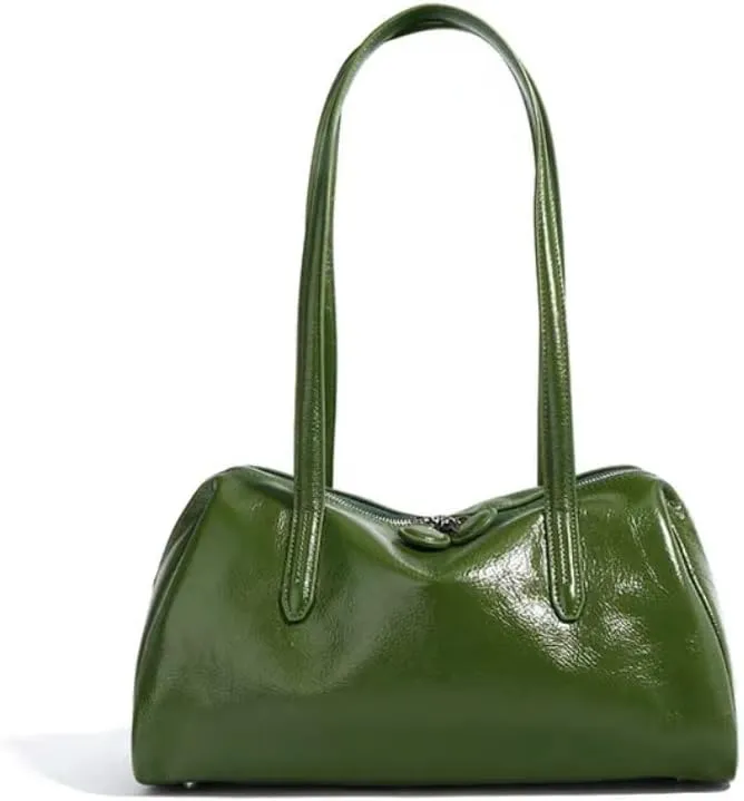 Women's Retro Leather Large Capacity Shoulder Underarm Bag Handbag Commuting Totes Pillow Bowling Bag Versatile Clutch Hobo
