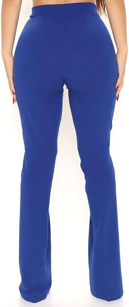 Women's Stretchy High Waisted Wide Leg Button-Down Pants Sailor Bell Flare Pants