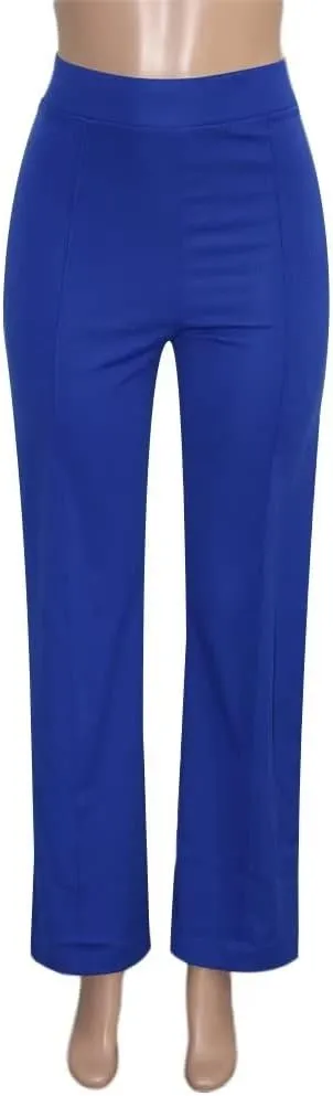Women's Stretchy High Waisted Wide Leg Button-Down Pants Sailor Bell Flare Pants