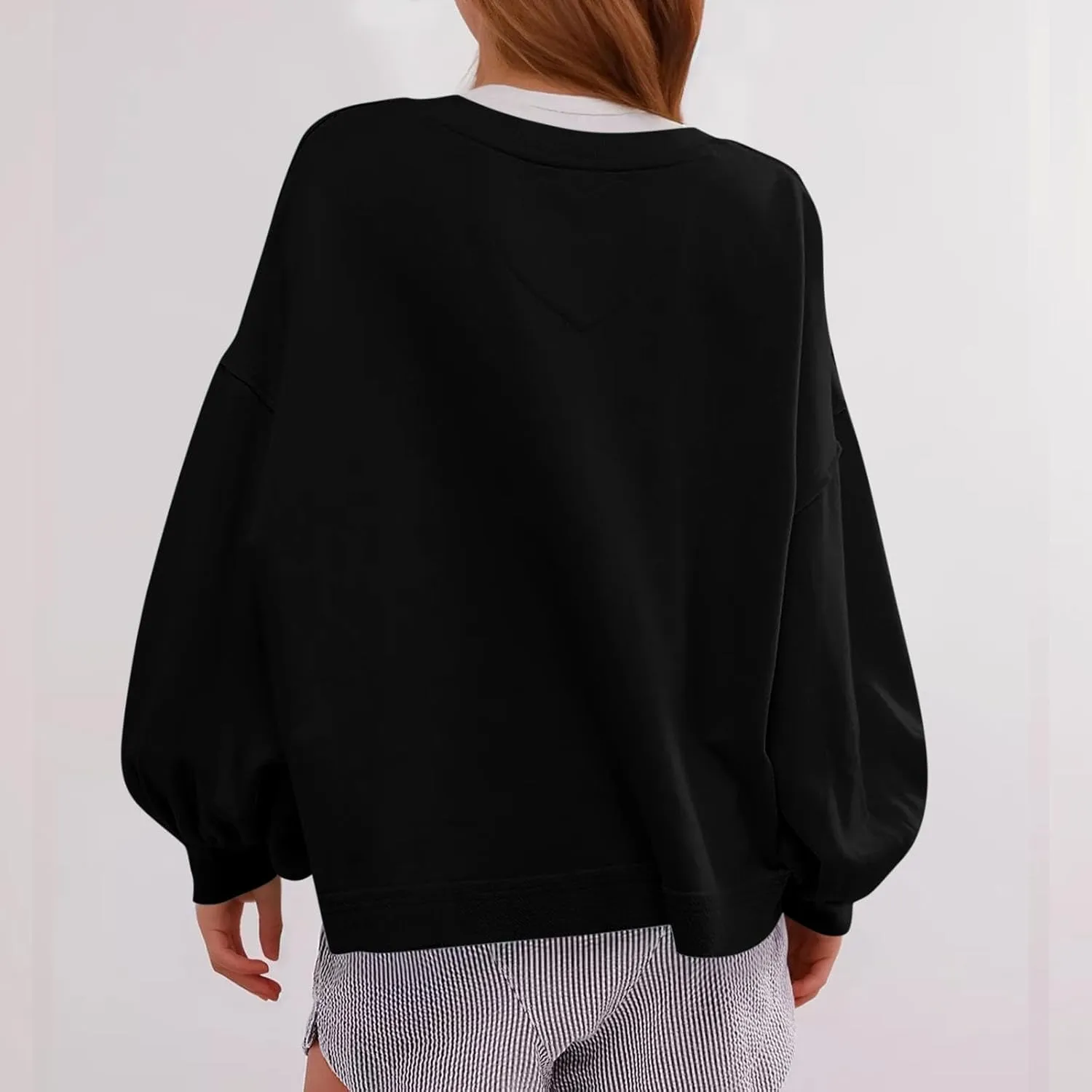 Womens Sweatshirts Cropped Puff Long Sleeve Pullover Hoodie Trendy Drop Shoulder Top Fall Daily Casual Clothes