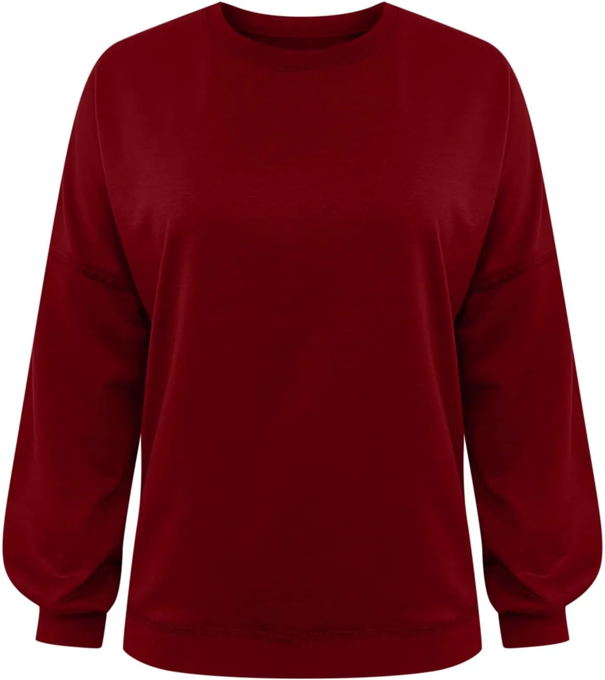 Womens Tops Long Puff Sleeve Sweatshirt Crop Solid Color Pullover Tops Dressy Casual Daily Cute Shirts for Women