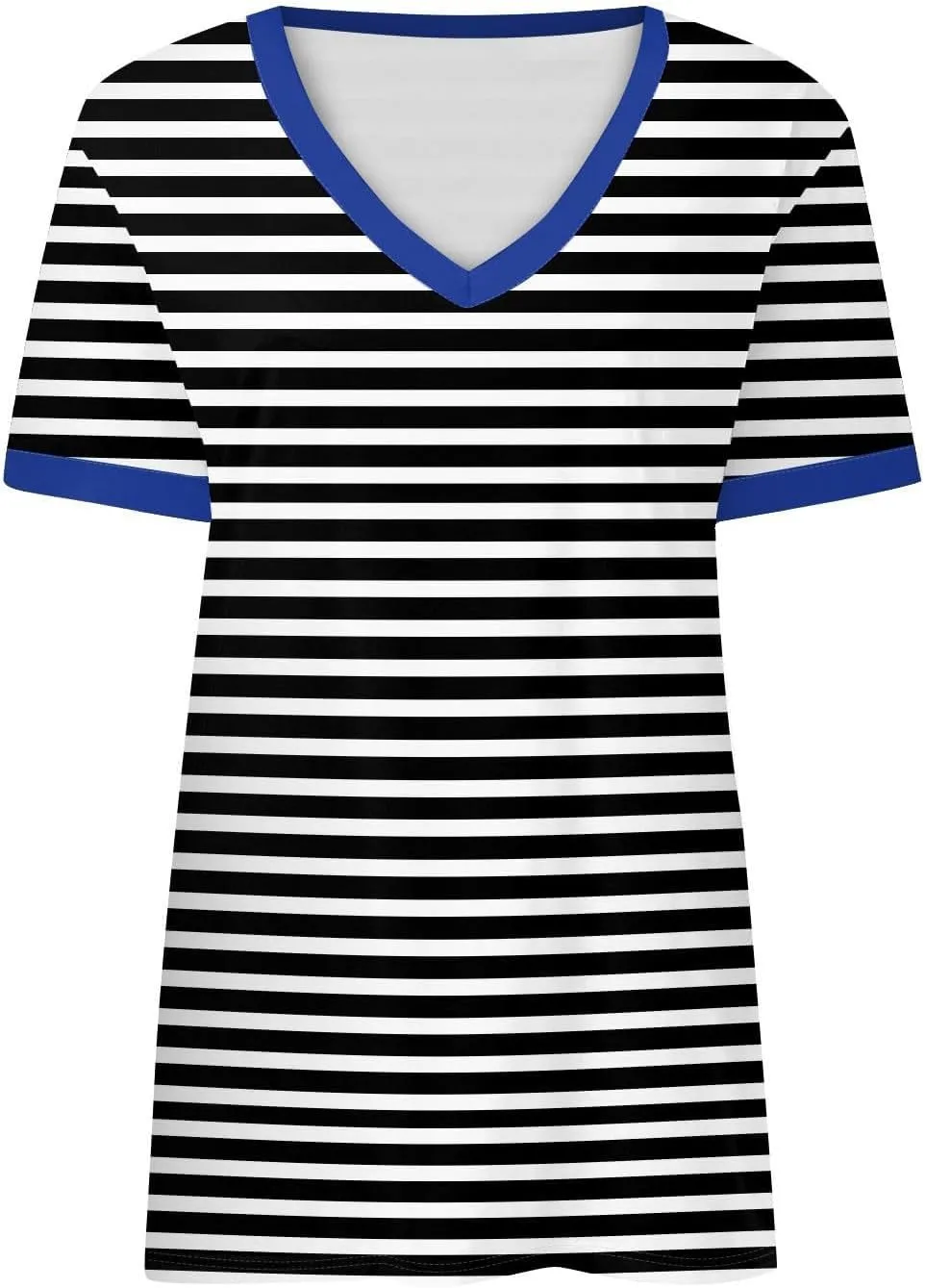 Womens Tops Short Sleeve Striped V Neck T Shirts Loose Fit Casual Basic Tees 2024 Daily Trendy Summer Tops