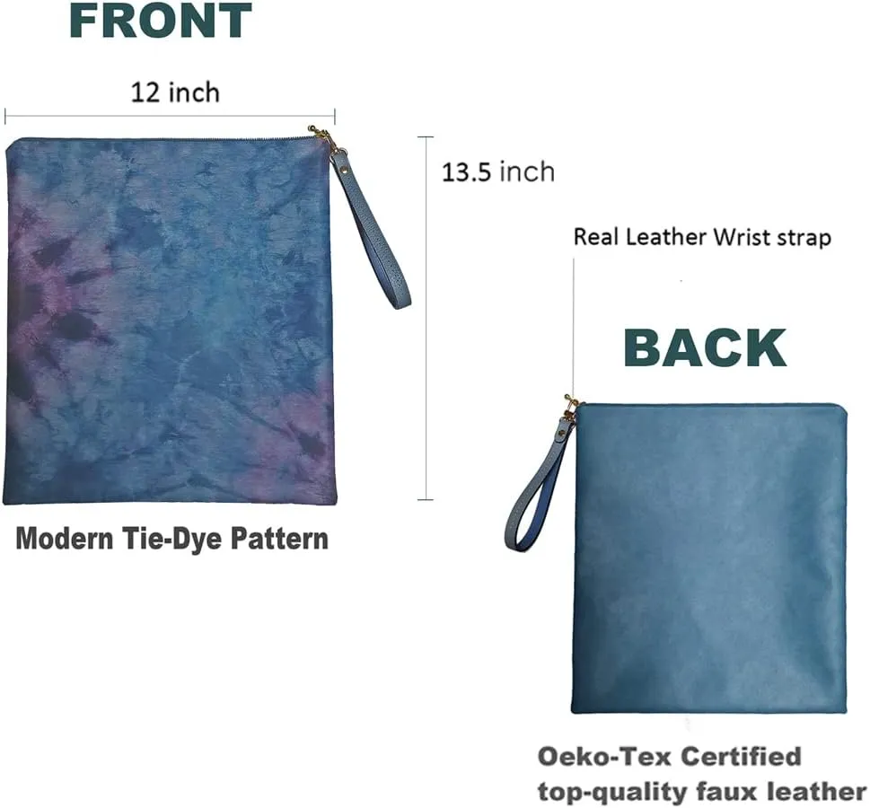 Wristlet Clutch Bag Two-Sided Fold Over Clutch For Women Tie-Dye Pattern Casual Clutch, Oeko-Tex Certified Vegan Leather