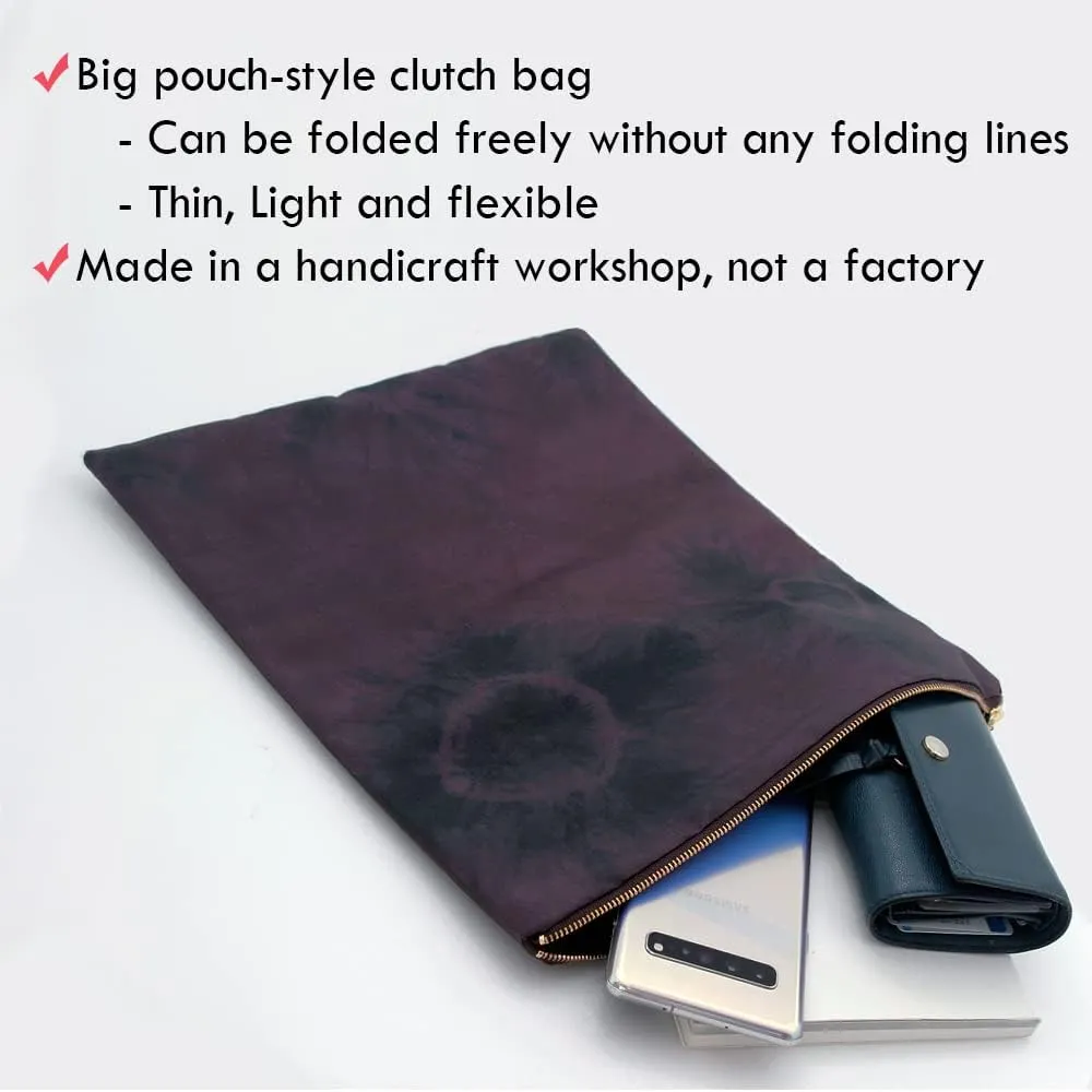 Wristlet Clutch Bag Two-Sided Fold Over Clutch For Women Tie-Dye Pattern Casual Clutch, Oeko-Tex Certified Vegan Leather