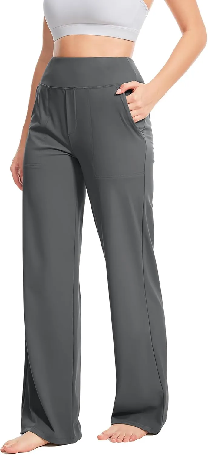 Yoga Pants Women Wide Leg Pants High Waist Stretch Dress Casual Sweatpants Lounge Pants with Pockets