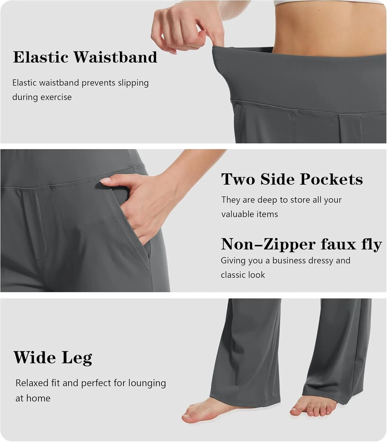 Yoga Pants Women Wide Leg Pants High Waist Stretch Dress Casual Sweatpants Lounge Pants with Pockets