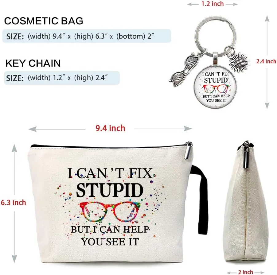 ZHANTUONE Optometrist Cosmetic bag keychain pendant Set, Optometrist Eye Doctor Vision Gifts, Optometrist Graduation Gifts