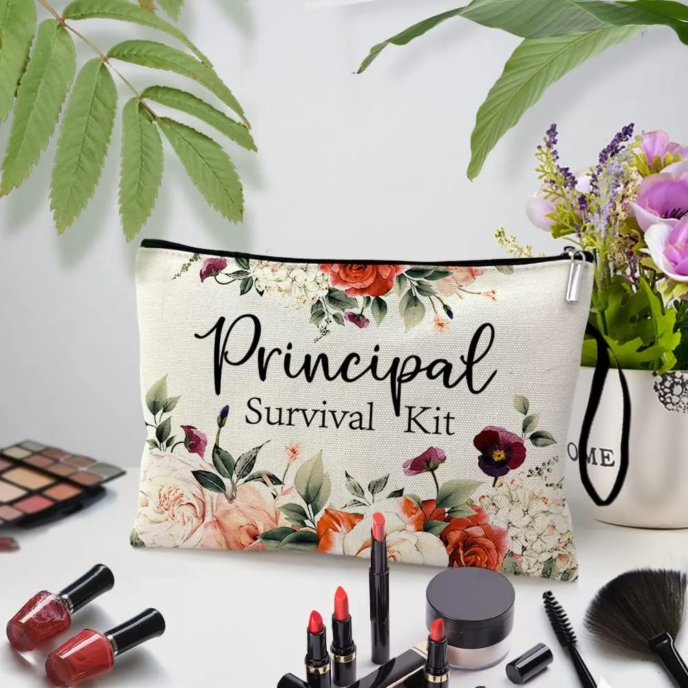 ZHANTUONE Principal Funny Makeup Bag for Travel Toiletries Zipper Storage Bag Makeup Bag, Principal Retirement Goodbye Farewell Gifts, Birthday Thanksgiving Gifts for Principal, Graduation Gifts