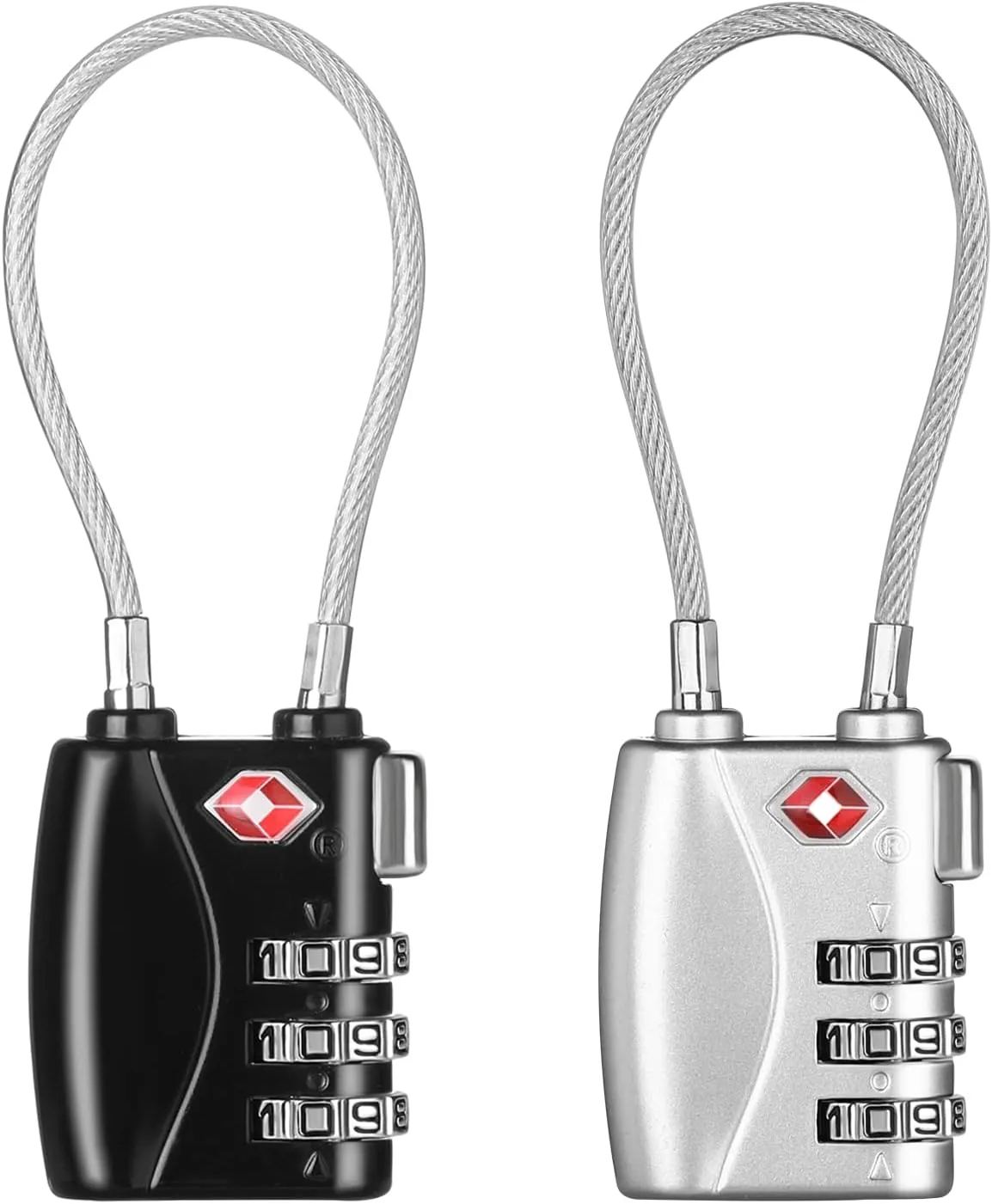 ZHEGE TSA Approved Luggage Locks, 2 Pack, Cable Travel Lock for Gym, School, Suitcases, Baggage - Small & Lightweight